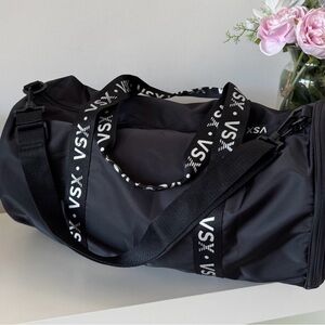Victoria's Secret Black Duffel Bag with Logo Straps